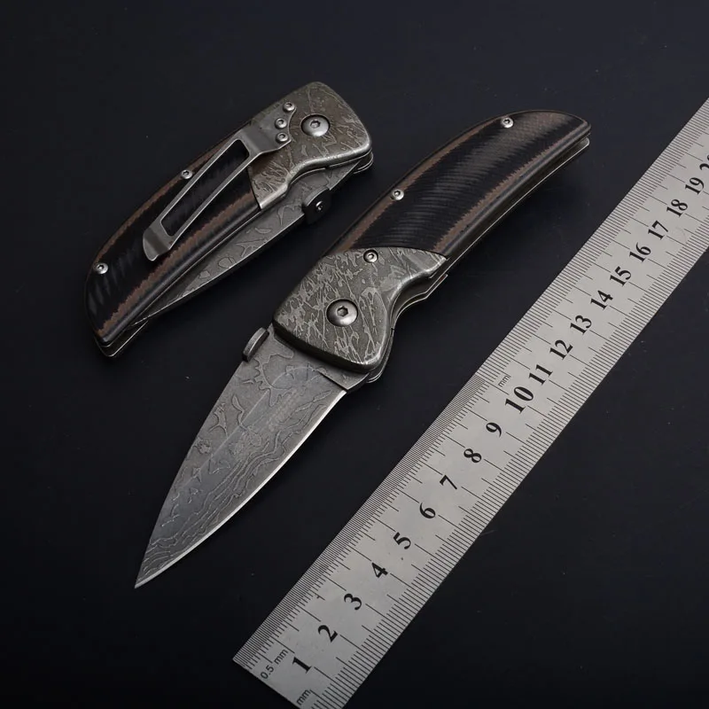 SR S088 damascus pattern tactical folding knife rescue edc tools (1)