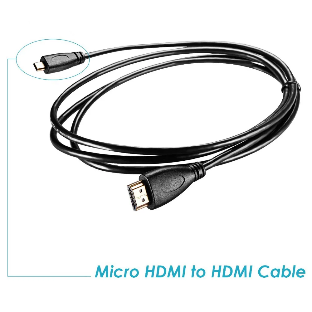 1,8 м Micro HDMI-HDMI кабель высокой скорости HDMI-Micro HDMI HDTV Кабель-Поддержка Ethernet, 3D, 4 К K и Panasonic GH4 камеры