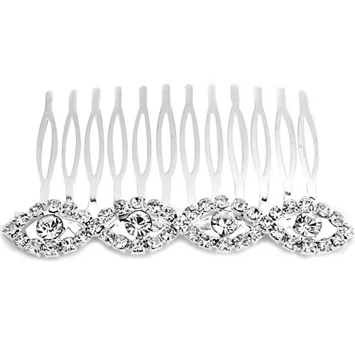 

YOST-Silver plate rhinestone hair comb 82MM for woman