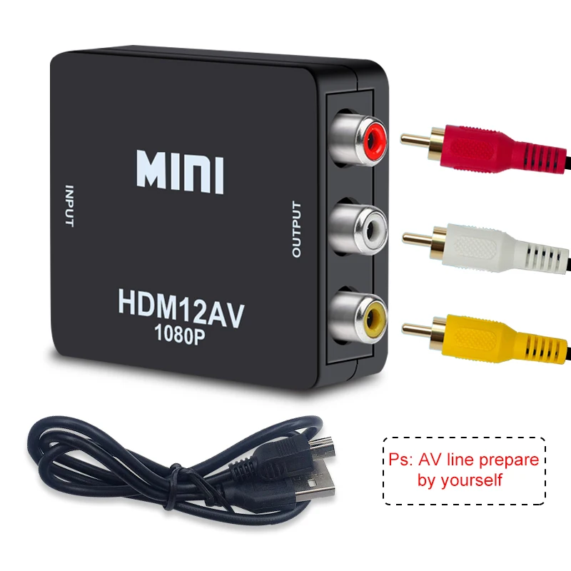 HDMI К AV скейлер адаптер HD видео конвертер коробка HDMI к RCA AV/CVSB L/R видео 1080P HDMI2AV Поддержка NTSC PAL