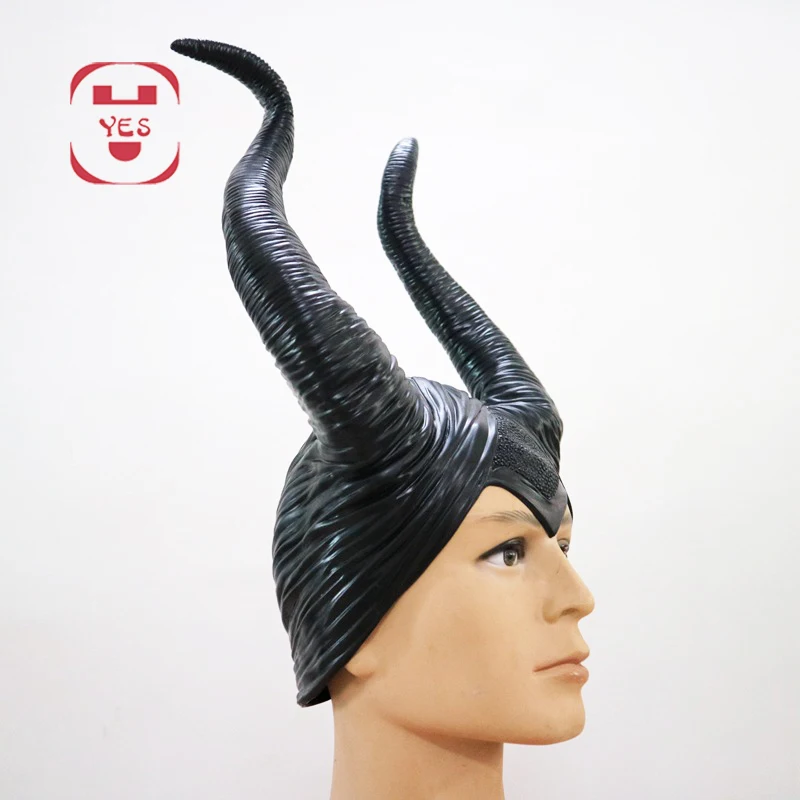 YES Maleficent Horns Movie Косплей Маска латексные рожки головные уборы Черная Королева шлем