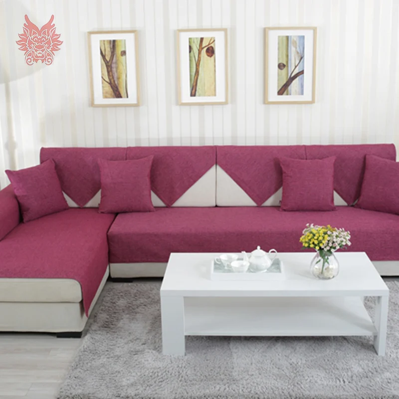 American style red melange Sofa cover cotton/linen slipcovers for