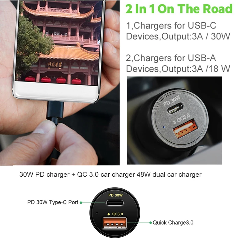 TYPE-C CABLE CAR CHARHER QC3.0 charger