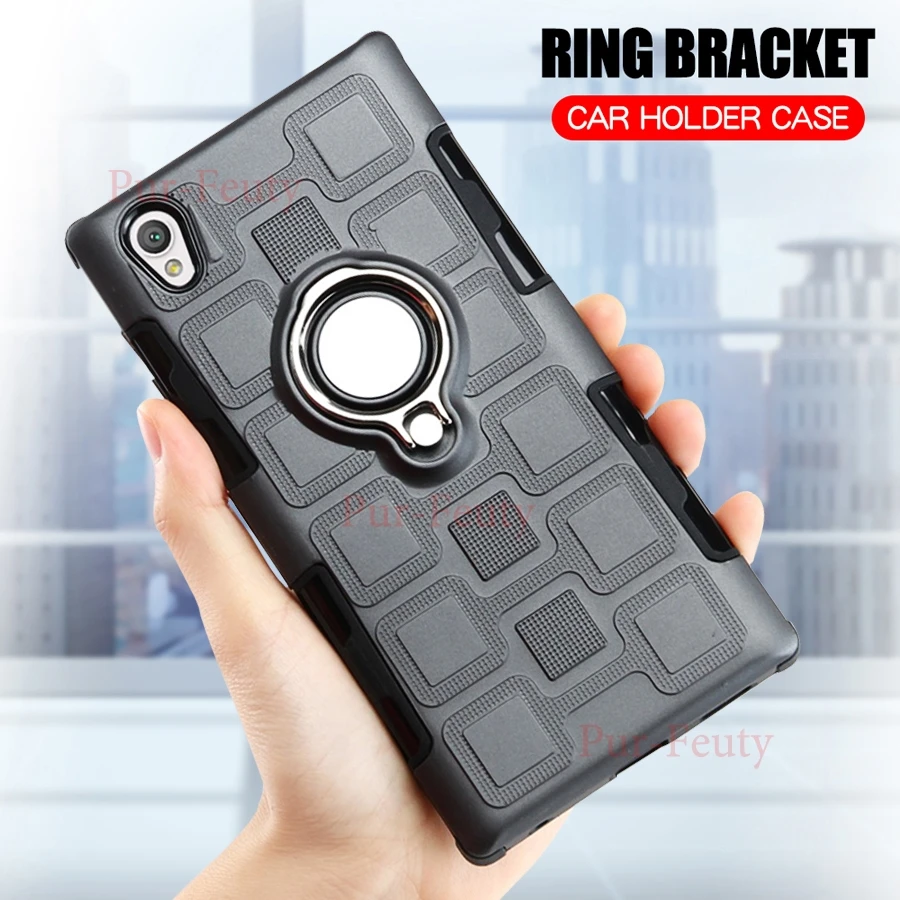 

Case For Sony Xperia L1 G3312 XperiaL1 Silicone Finger Ring Luxury Shockproof Holder slim Back Covers For Sony Xperia L 1 G 3312