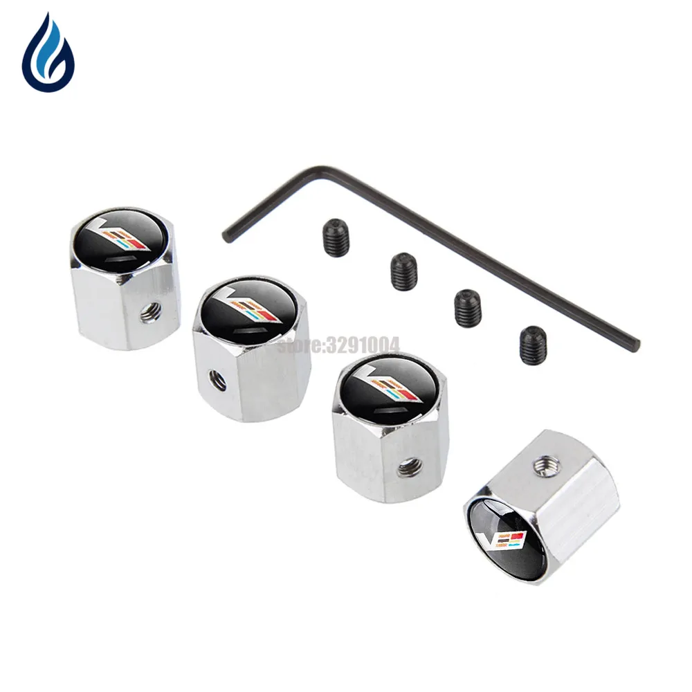 Car Wheel Tire Air Valve Stems Caps Dust Covers Logo For Cadillac XT5 ATS CT6