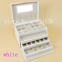 Роскошный большой 4 слоя белая кожаная шкатулка подставка для серьг и ювелирных изделий коробка свадебные подарки подарочная коробка