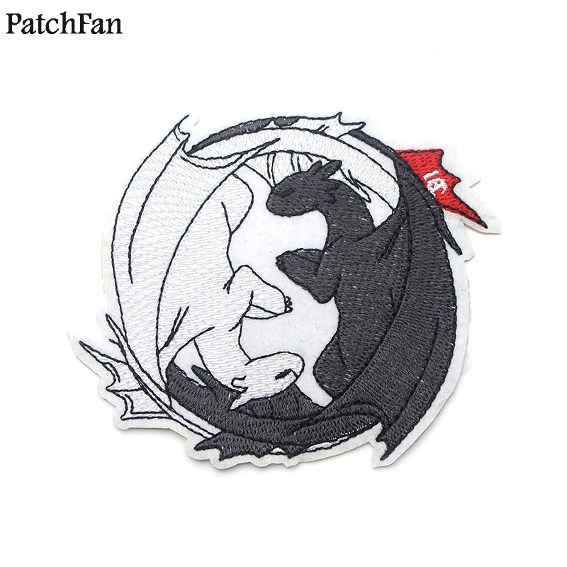 Patchfan Как приручить дракона беззубый светильник fury Ночная фурия вышитые железные нашивки на одежду кошелек значок стикер A1723 - Цвет: 3