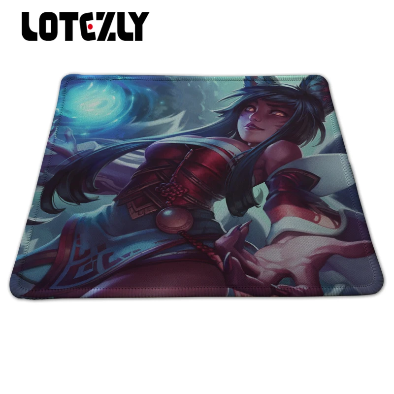 LOL Ahri Cool Stitched Edge Mousepad League of Legends Large Gaming Rubber Mousemat PC Computer