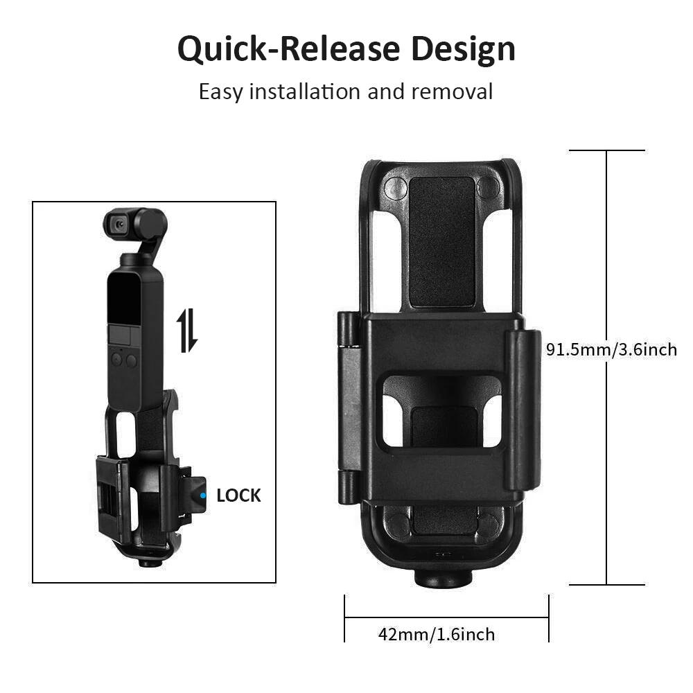 KIWI design 4-in-1 Tripod Mount Holder for DJI Osmo Pocket Tripod Mount Adapter and Screw Adapter Osmo Pocket Accessories Expansion Kit Protective Frame with Backpack Clip 