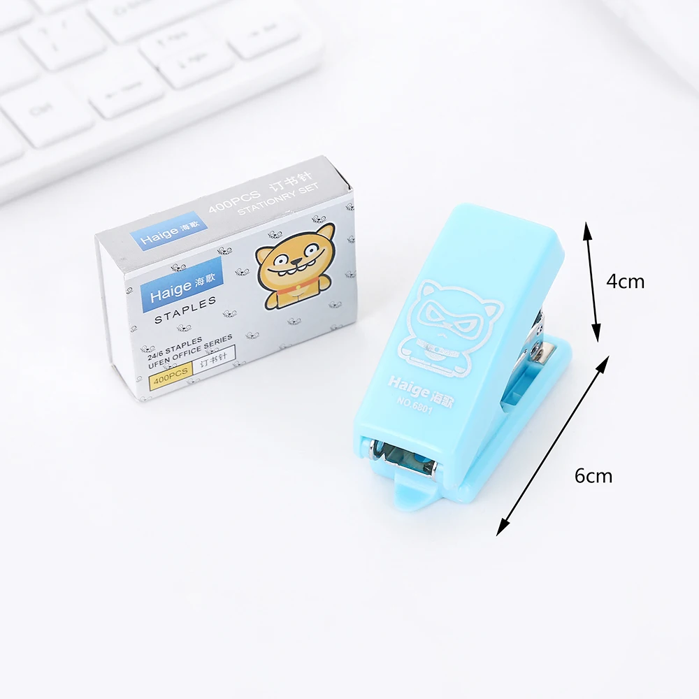 Home Stapler Set Cute Cartoon Stapler Mini Small Stapler Student Stationery Gift come with 400pcs 24/6 needle Nail