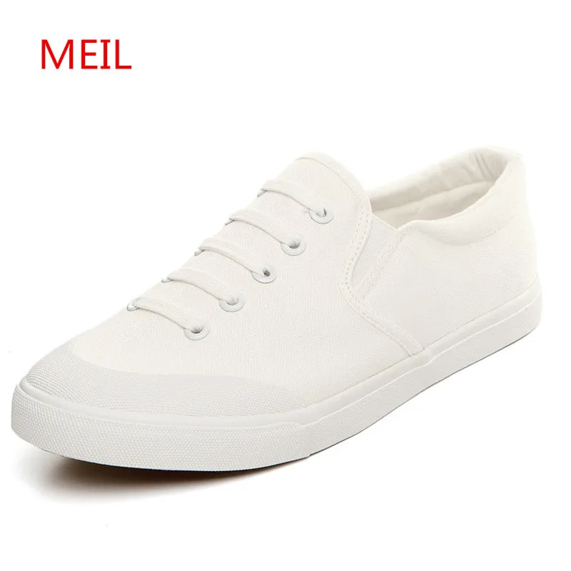 

MEIL White Black Sneakers Men Canvas Shoes Loafers Breathable Casual trainers Driving Shoes Mens Slip on Shoes Zapatillas Tenis