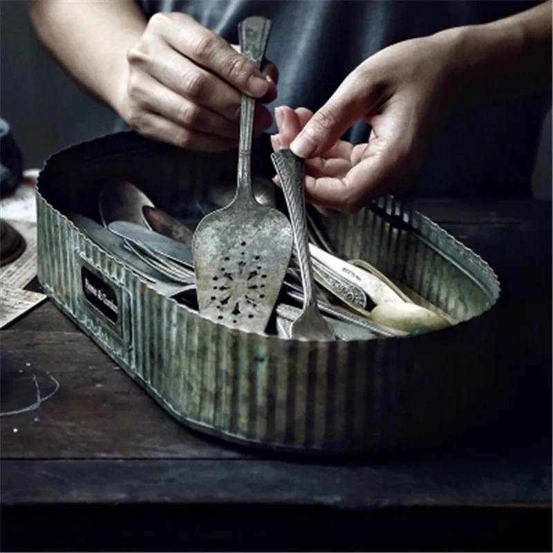 KINGLANG железная тарелка поднос для хлеба, овальная тарелка для хранения мелочей реквизит для фотосъемки в стране