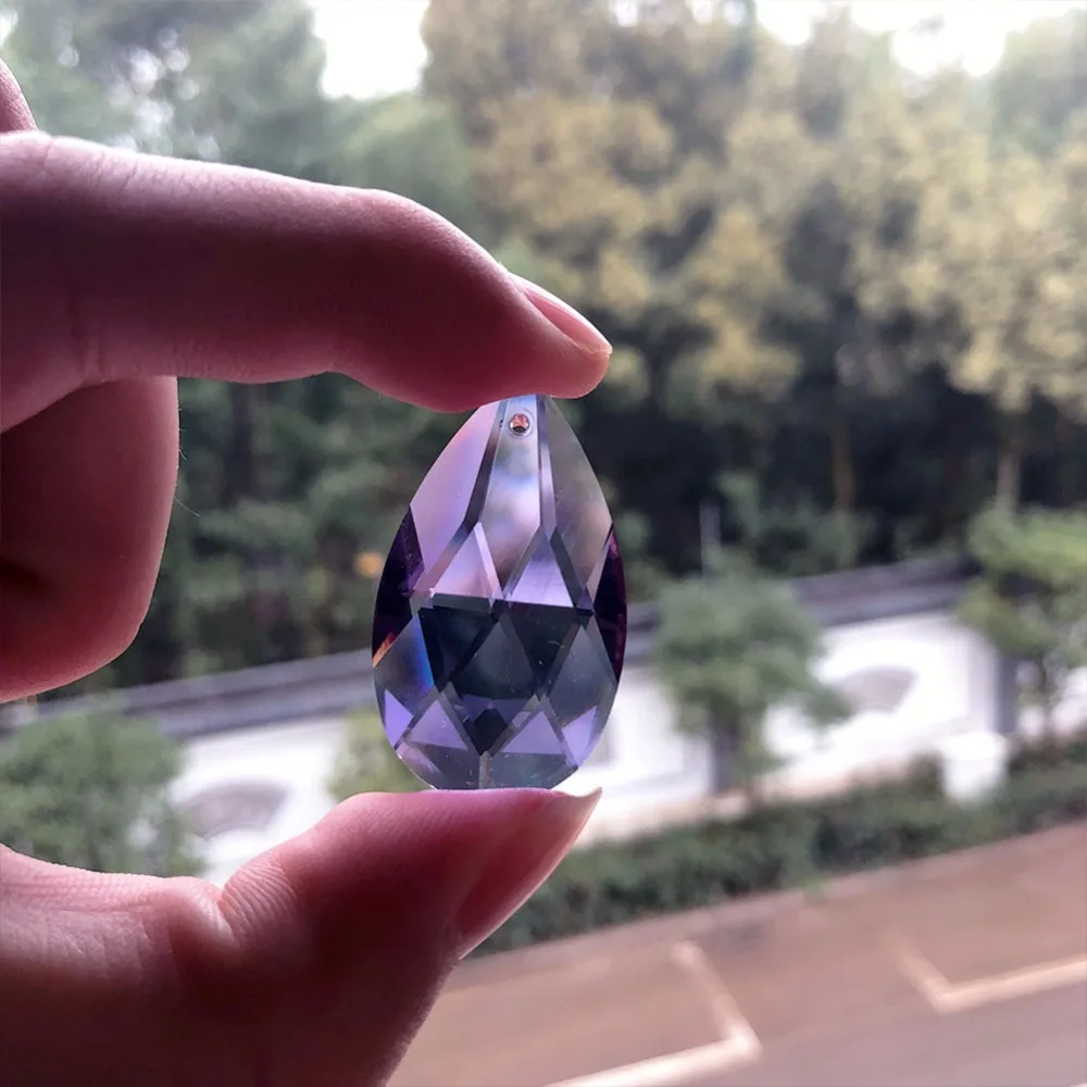 

2PCS Lavender Tear Crystal Suncatcher Prism Hanging Pendant Chandelier Part Drop DIY Lamp Accessories craft supply 40MM
