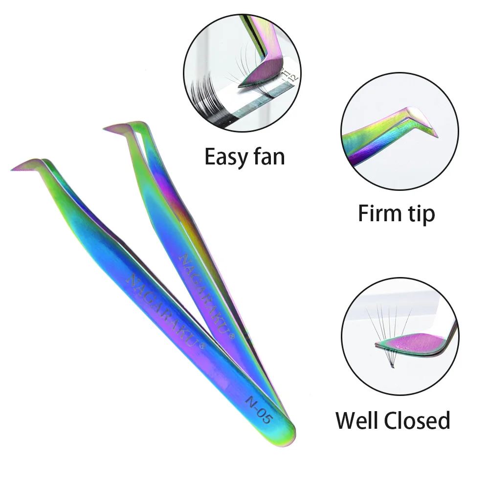 NAGARAKU 20 шт оптом русские пинцеты для наращивания ресниц пинцеты для накладных ресниц 3D ресницы точный пинцет