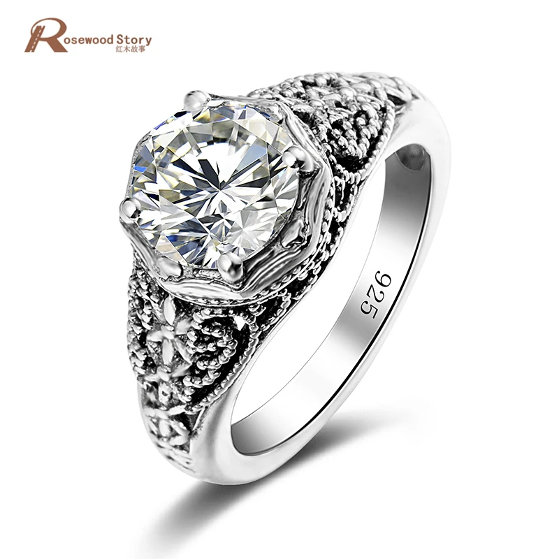 

Luxury Princess Ring White Cubic Zirconia 925 Silver Marriage Cocktail Ring Vintage Party Jewelry For Women Wedding Accessories