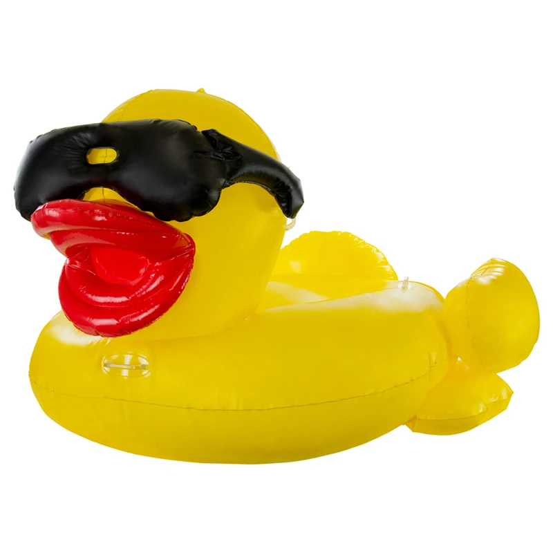 

200 cm large inflatable yellow duck glasses pool floating swimming mattress inflatable riding toys large floating animals