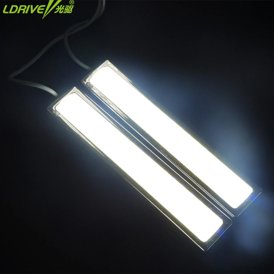 12V 2PCS/lot Universal car Waterproof Super Bright COB LED DRL Strobe Light COB LED Daytime Running Light with Strobe Function
