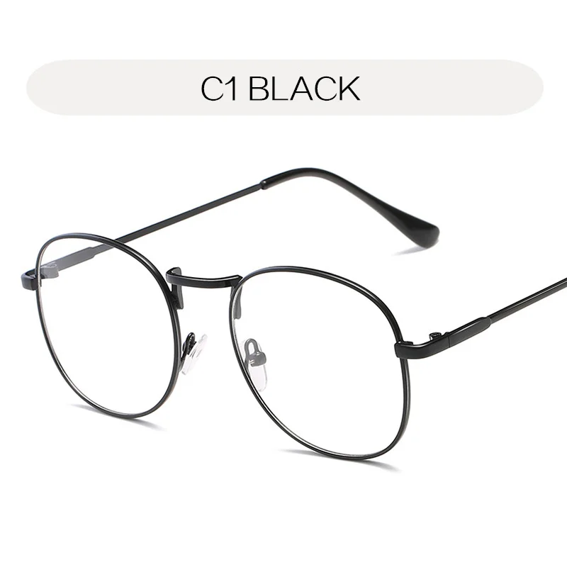 YOOSKE круглые прозрачные очки, оправа для женщин, винтажные прозрачные оптические оправы для очков, золотые металлические круглые классические женские очки - Цвет оправы: Black