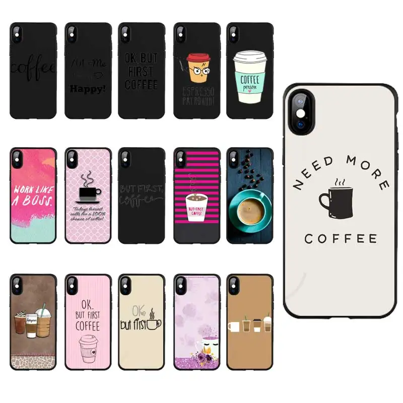 

M118 Ok But First Coffee Black Silicone Case Cover For Apple iPhone 11 Pro XR XS Max X 8 7 6 6S Plus 5 5S 5G SE