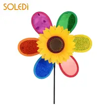 3D Sunflower Windmill Garden Decoration Pinwheel Wind Spinner Whirligig  Garden Yard Spinner Decoration Outdoor Whirligig Toy 