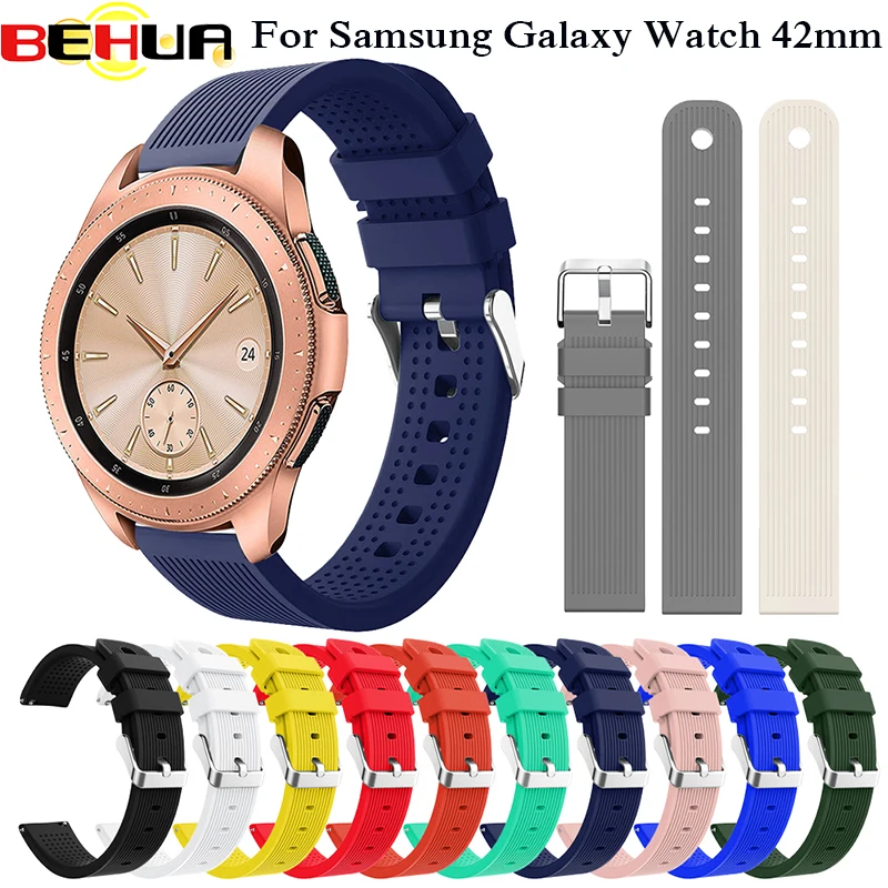 Ремешок для часов 20 мм мягкий силиконовый браслет смарт Samsung Galaxy Watch 42 спортивный