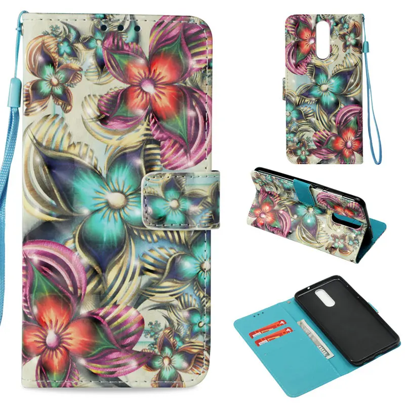Flip leather case For Huawei Mate 10 Lite Nova 2i Honor 9i Maimang 6 Cover Colorful Painting Fashion Flower Cases Wallet