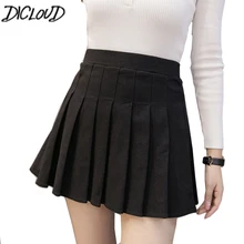 DICLOUD повседневные корейские складки лолита сексуальные летние женские юбки с высоким коньком черные белые тянущиеся школьницы опрятные милые мини короткие