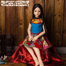 Doll clothes ethnic dress 1 3 female doll Ancient costume sd bjd clothes blue red yellow