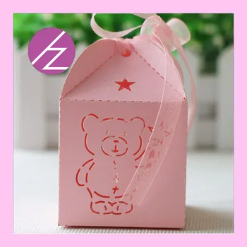

50pcs/lot Delicate Laser Cut Carved Gift Candy Box Cute Bear Pattern Baby Shower Decorations Box Birthday Party Decor