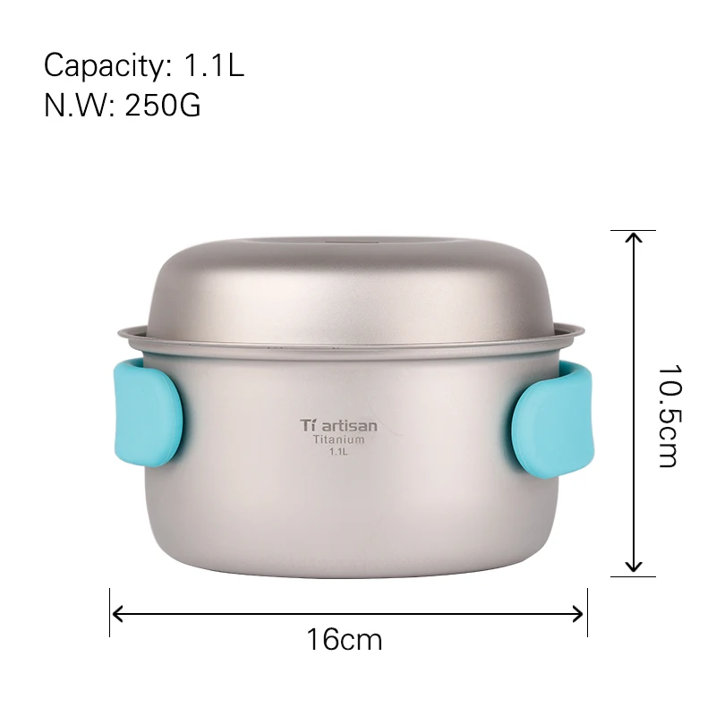 Набор кастрюль Tiartisan из чистого титана, складной портативный горшок для приготовления пищи и многофункциональная походная посуда Ta8501Ti - Цвет: 1.1L pot