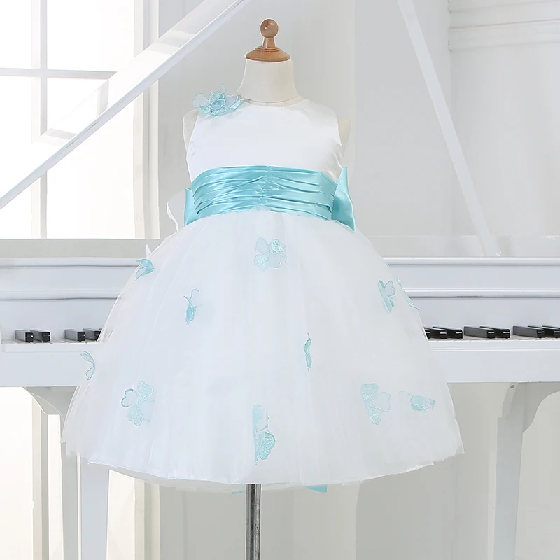 Hot Sale Newborn Baby White Princess Birthday Dresses  Blue  