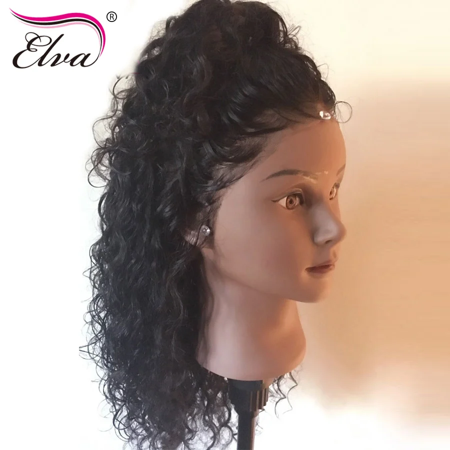

180% Density 360 Lace Frontal Wig Pre Plucked Curly Lace Front Human Hair Wigs Brazilian 360 Lace Front Wig Elva Remy Hair Wigs