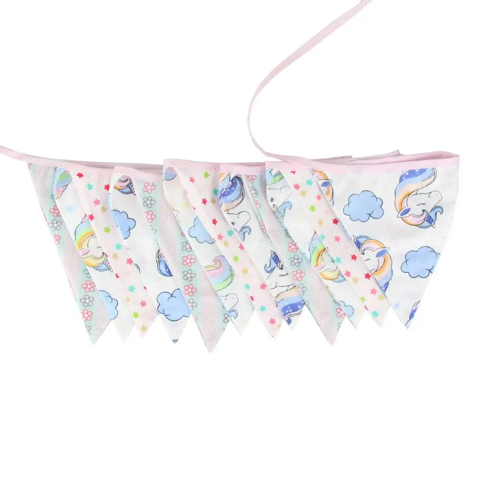 

12PCS Flags 3.2M Cotton Fabric Cloth Banners Wedding Bunting Decor Baby Shower Birthday Garland Nordic Kids Room Tent Decoration