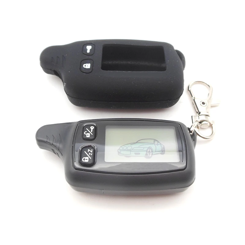 

TW9030 LCD Remote Control Key Fob + Silicone Case Trinket for Russian TW 9030 two way car alarm system Tomahawk TW-9030 Keychain