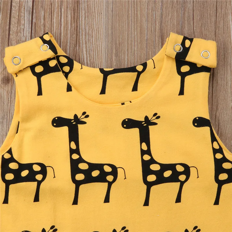 Brand New Cartoon Giraffe Newborn Baby Boy Girl Cotton Romper Jumpsuit Outfits Clothes 0-24M