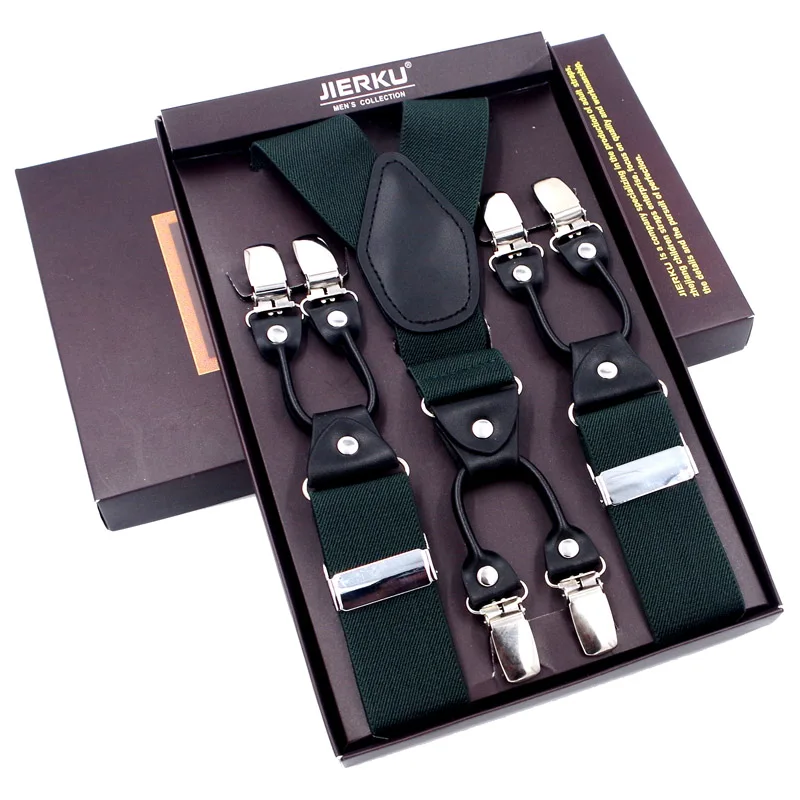 Vintage Style Black Leather Suspenders (6 Clips) ThePeopleAreFly