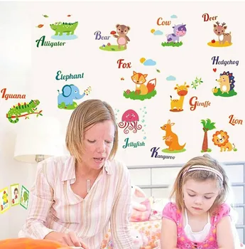 

ABQ9613 1Pcs Animal Zoo Animal words PictoWords word study fluorescent Wall Stickers Living Room Decoration
