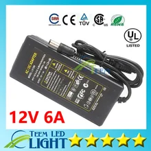 Universial AC/DC 12V 6A 72W Power Supply Charger Adapter For LED Strip Light led bar light Free Shipping