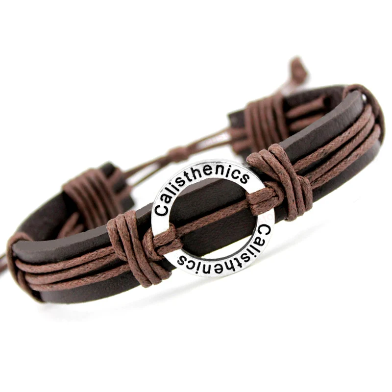 

Calisthenics Gymnastics Football Volleyball Field Ice Hockey Golf Basketball Swim Charm Leather Bracelets Women Men Jewelry Gift