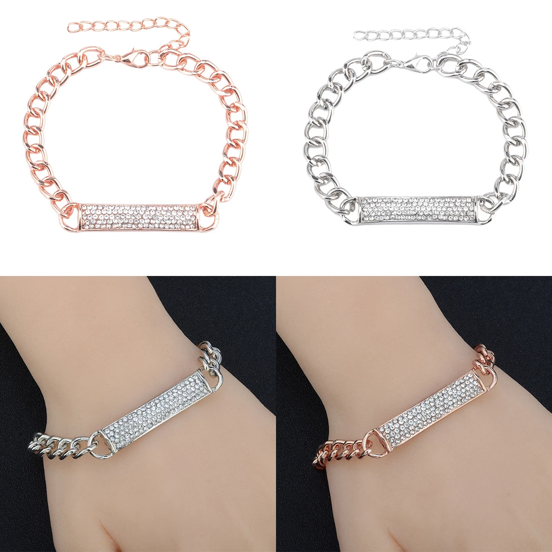 

Hot New Fashion Adjustable Crystal Double Heart Bow Cuff Opening Bracelet Women Jewelry Gift Mujer Pulseras Diamond bracele