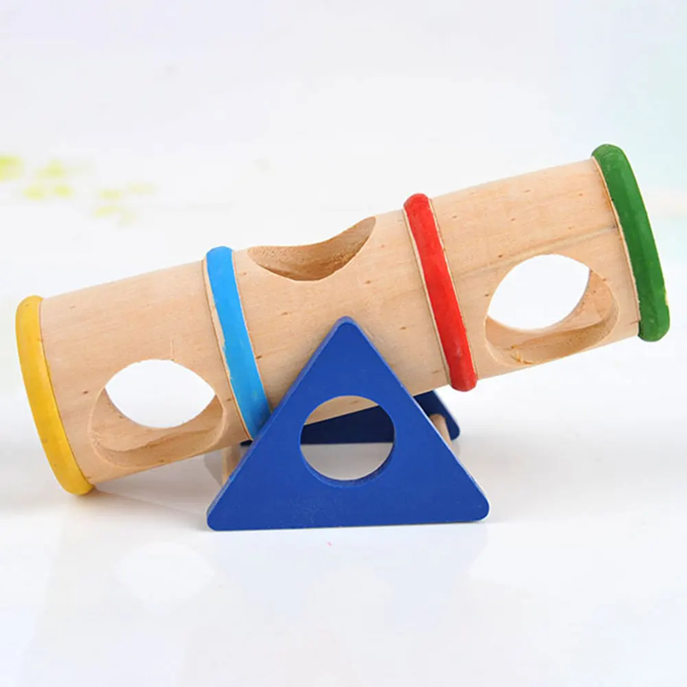 Pet Supplies Cage House Tunnel Wooden Seesaw Rainbow Playground Tube Colorful Safe Toy Small Animal For Hamster