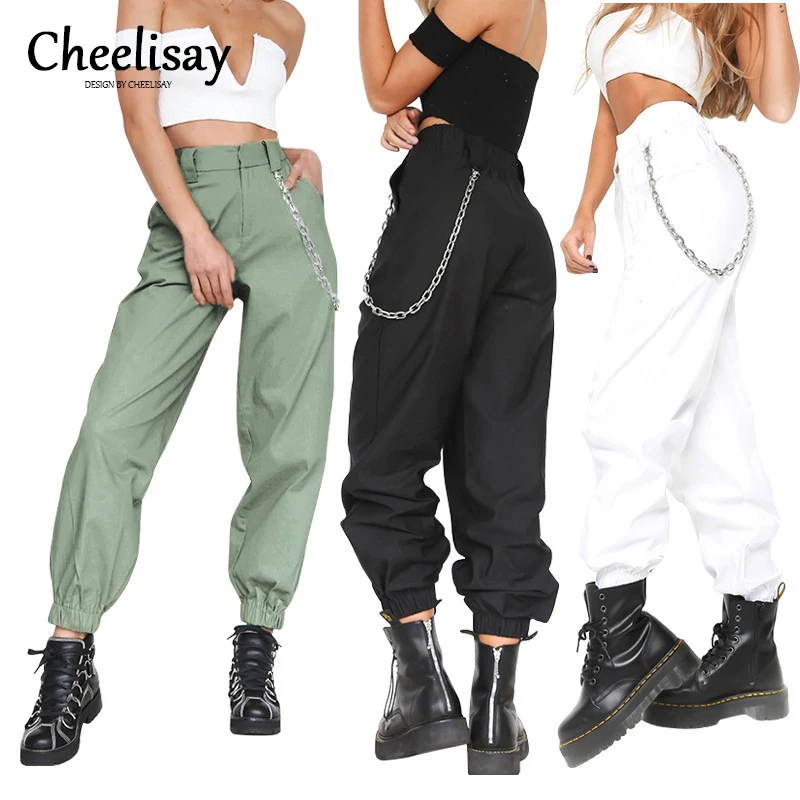 

2019 Hot Sale Ladies Fashion Summer Sports Casual Pants Solid Color Loose Harem Pants Belt Chain No Belt Wide Leg Trousers
