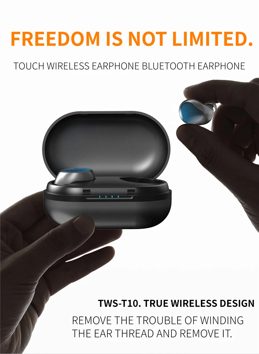 US $29 99 |BYKRSEN T10 Mini TWS Wireless Bluetooth 5 0 Earphones 5D Stereo Earbuds IPX6 Waterproof Sport Headsets Mic 1200mAh Charging Box-in