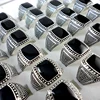 15Pcs Hot Sale Vintage Style Black Silver Plated Men Rings For Man Retro Wholesale Jewelry Bulks Lots LR347 1