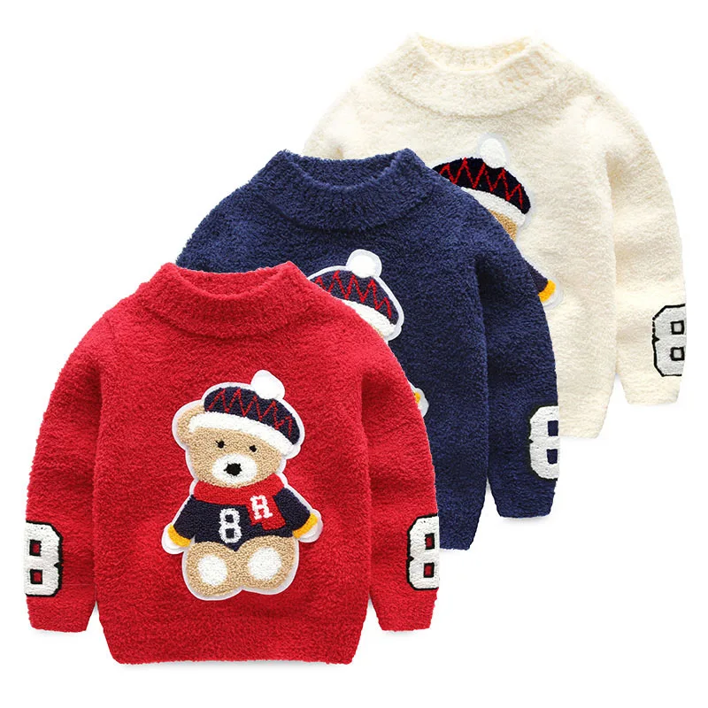 

2017 new JCHAO KIDS winter boys girl sweater Cotton Cartoon bear warm Wool kids baby toddler top children clothes clothing
