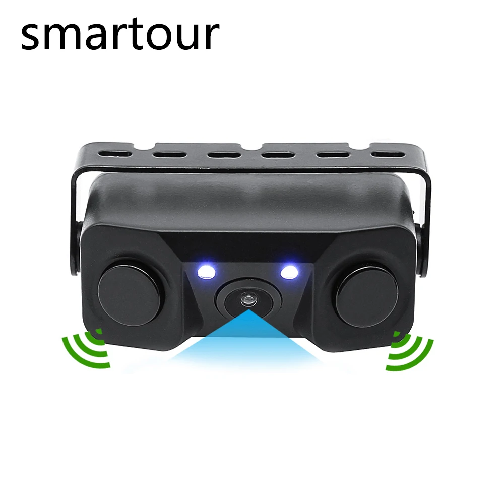 

Smartour 3 in1 LCD Car Reverse Backup Radar Sound Alert Indicator Parking Sensor Newly Rear View Camera No Holes No Drilled