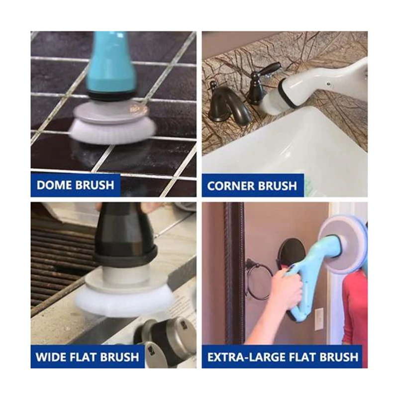 

Cordless Hurricane Muscle Scrubber 4pcs Electric Cleaning Brush with Brush Heads Bathroom Surface Bathtub Shower Tile Brush