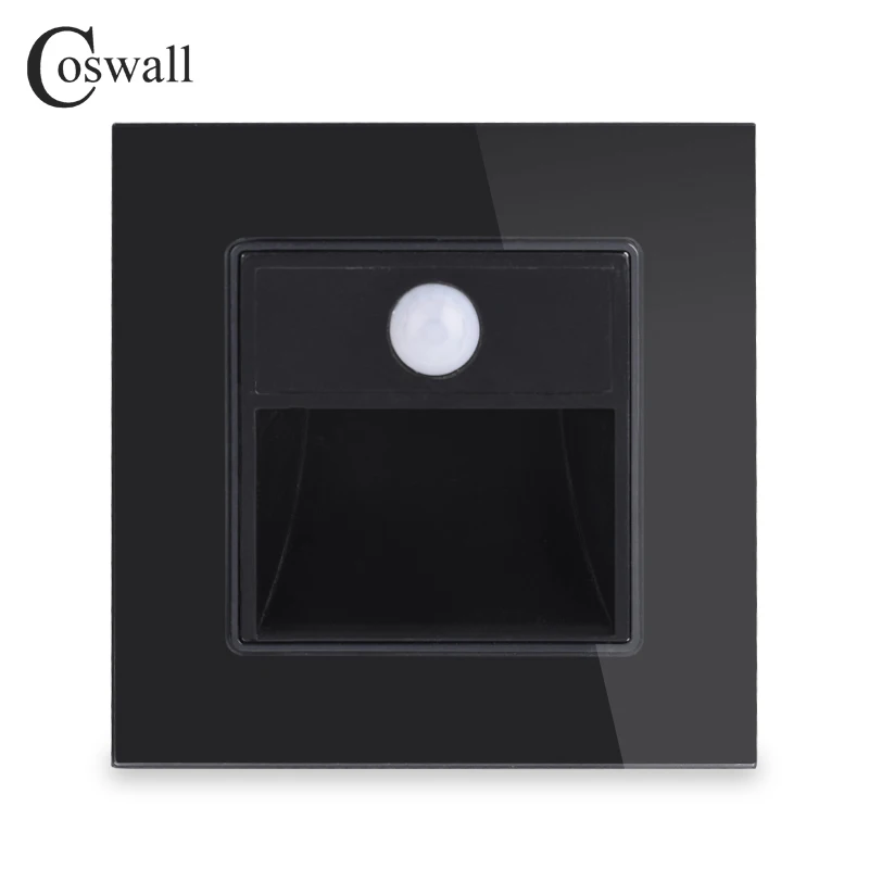 Lâmpada de Parede Coswall Nova Chegada Varanda Corredor Canto Escada Footlights Interruptor Corpo Humano Sensor Lâmpada Cristal Painel Vidro –