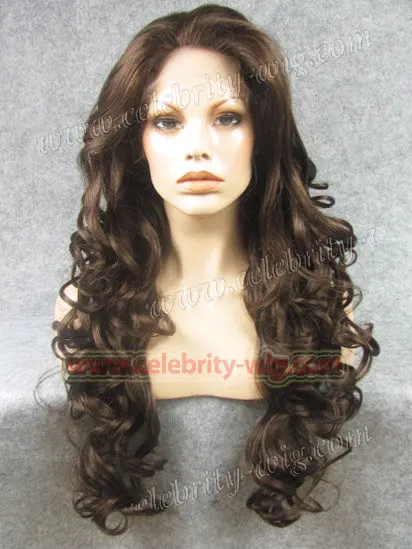 

N5-6/8 Long Wavy new style top quality synthetic lace front wigs Kim Kardashian Wig