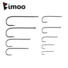 Bimoo ganchos de pesca, 50 peças, aberdeen, haste longa, para água salgada, água salgada, linha de pesca, com gancho de mosca, tamanho 10 4 2 2/0 3/0